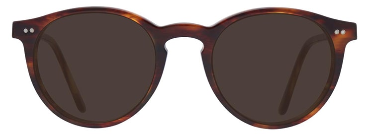 Round sunglasses with a tortoiseshell frame made from acetate