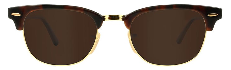 Clubmaster sunglasses with slightly narrower lenses and a more upswept, reddish brow