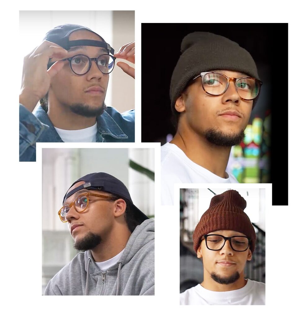 Perri Kiely wearing frames from his collection Perri Kiely x London Retro