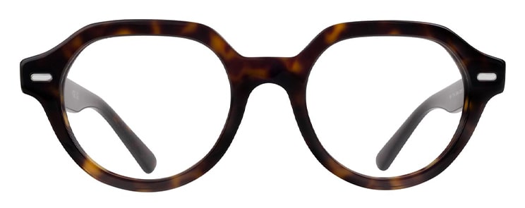 A thick round tortoiseshell frame