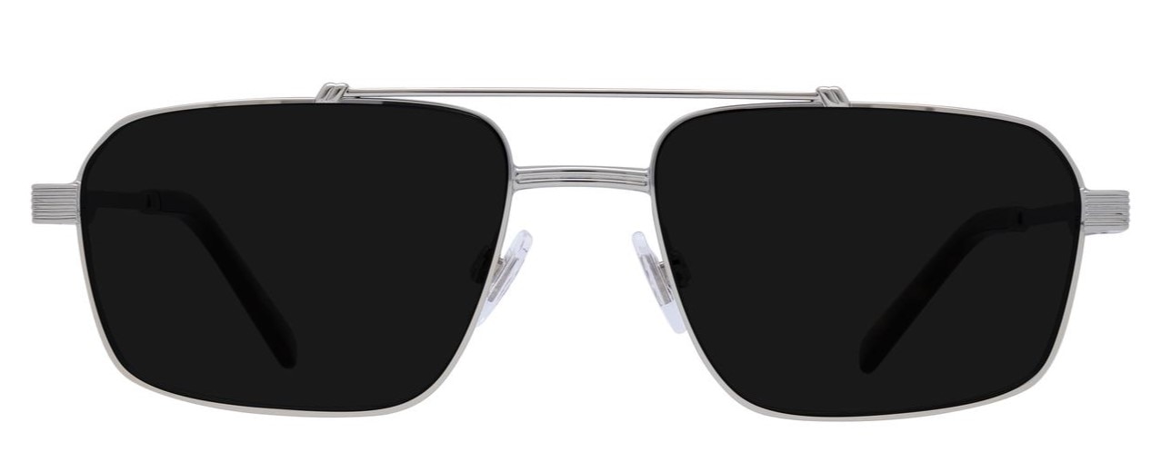 Metal aviator-style frames with rectangular sunglass lenses