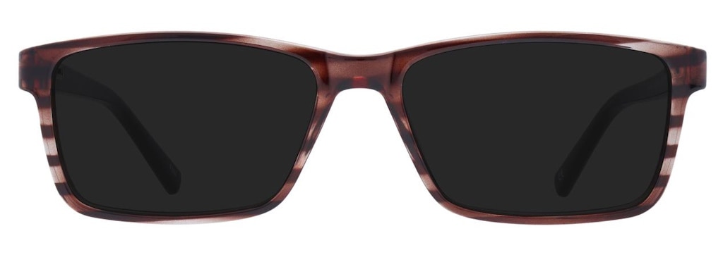 Rectangular sunglasses made of striped brown acetate