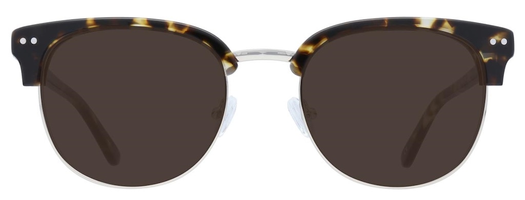 Clubmaster sunglasses with tall lenses and a thick tortoiseshell brow