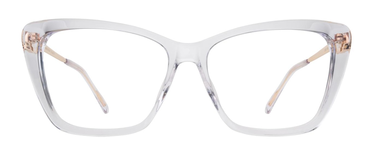 Clear, Cat-eye Jimmy Choo frames with gold arms