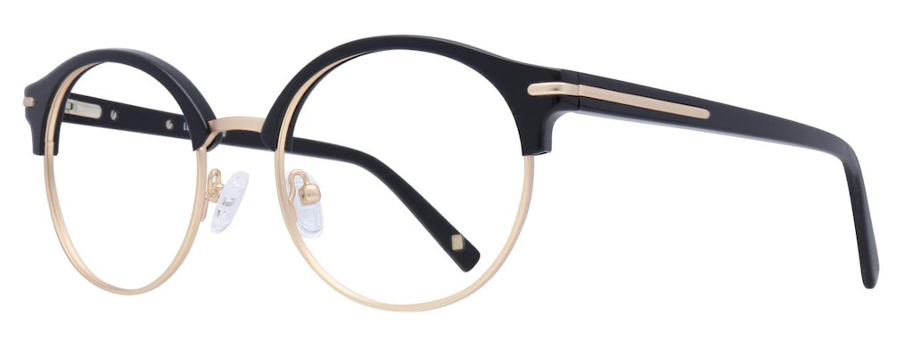 Round glasses in the Clubmaster stlye with a brow made of thick black acetate