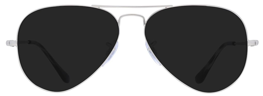 Classic Aviator sunglasses with a thin silver frame.