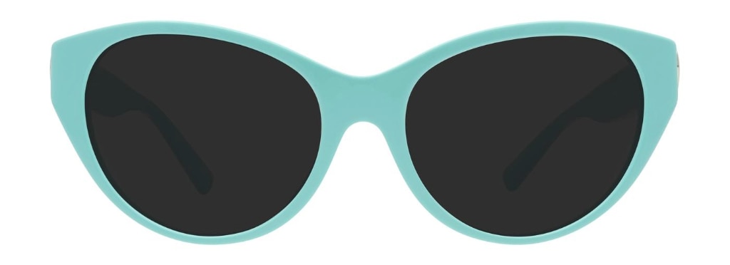 Retro round sunglasses with peaked corners in the signature Tiffany Blue.