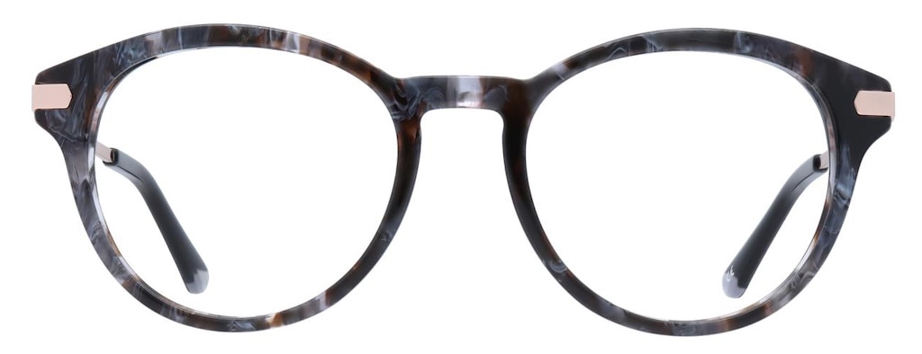 Round glasses made from grey to black tortoiseshell acetate