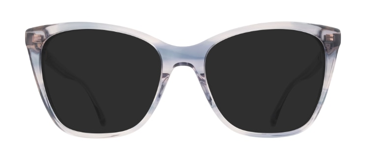 These kate spade cat-eye sunglasses are made of acetate and come in a light sky-blue colour. The frame has a glittery gold metal hinge design with signature branding. 