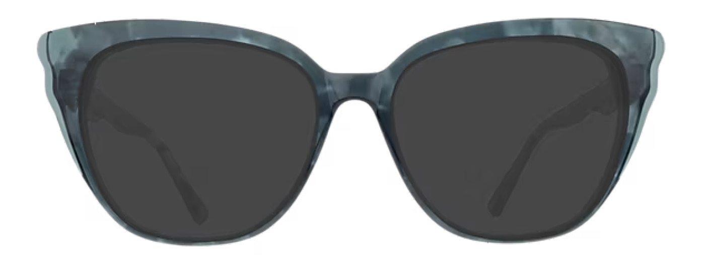 Ted Baker cat-eye sunglasses made of green acetate with accents around the lenses and temples. 