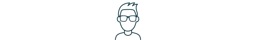 Person wearing glasses icon.