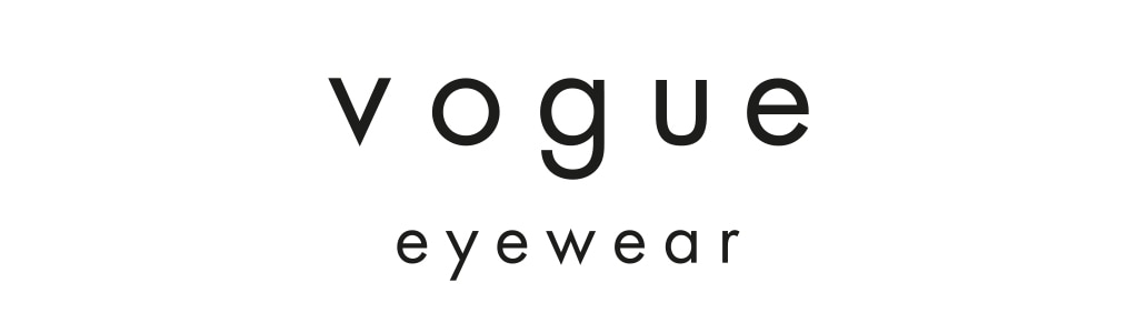 Vogue eyewear logo. Black writing white background.