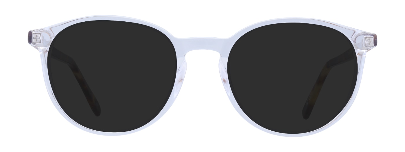 A small pair of transparent Phantos sunglasses made of sustainable materials. 