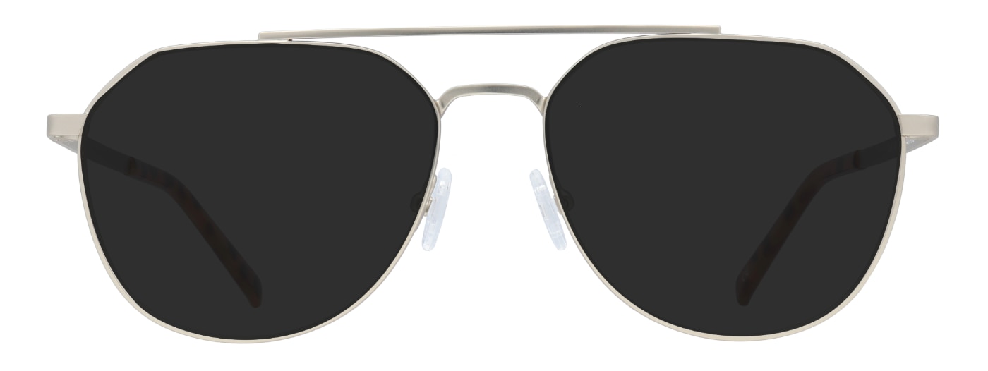A pair of aviator sunglasses made of gold metal.