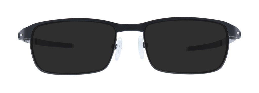 Rectangular metal Oakley sunglasses in black. 