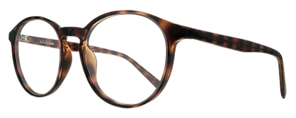 A pair of Havana plastic phantos glasses with a keyhole bridge, positioned at an angle to one side.