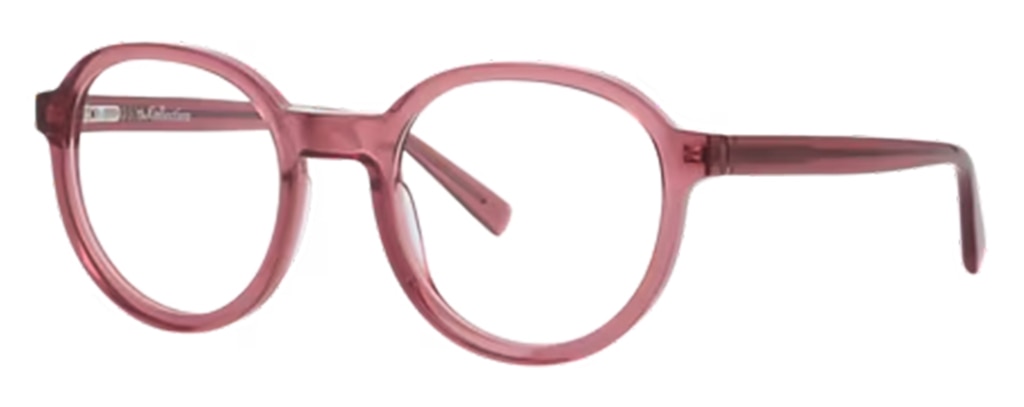 A pair of milky purple acetate phantos glasses, positioned at an angle to one side.