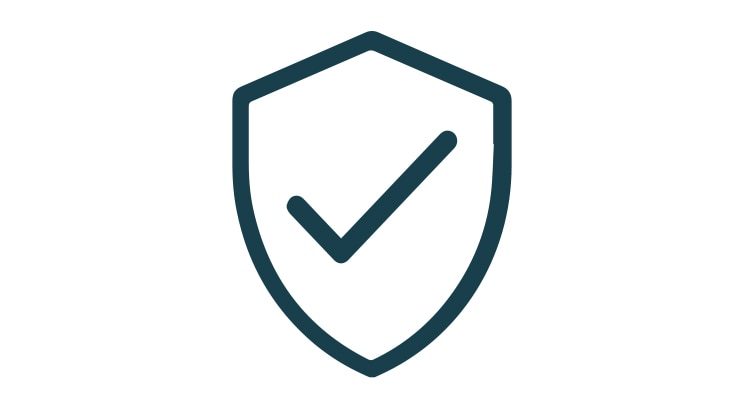 Shield with a tick icon. 