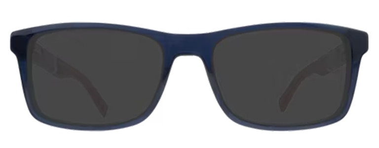 Tommy Hilfiger rectangular blue acetate sunglasses with a bold full-rim frame, tinted lenses, and signature branding at the temples.