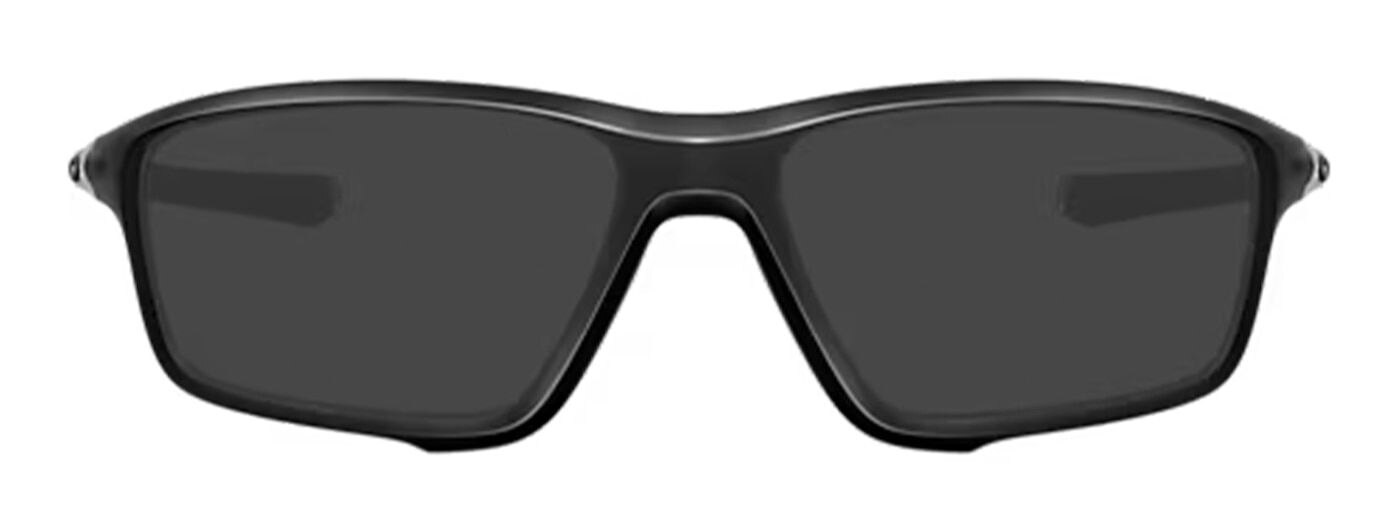 Square Oakley Crosslink Zero sunglasses with matte black frames, dark tinted lenses, and rubber nose pads for a secure, comfortable fit.