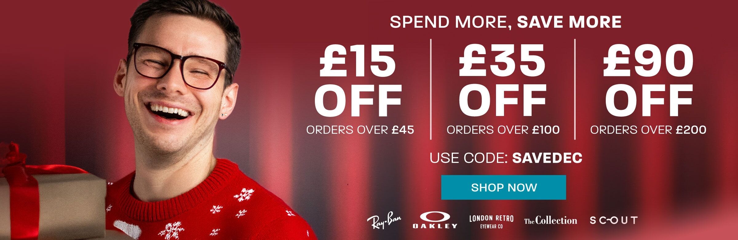 Spend More, Save More: £15 off orders over £45, £35 off orders over £100, £90 off orders over £200 - use code SAVEDEC