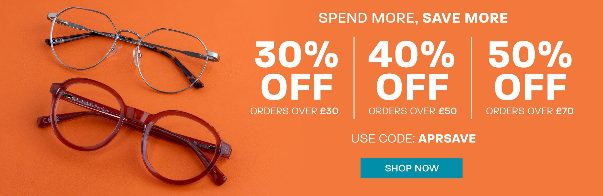 Spend More, Save More: 30% off orders over £30, 40% off orders over £50, 50% off orders over £70 - use code APRSAVE