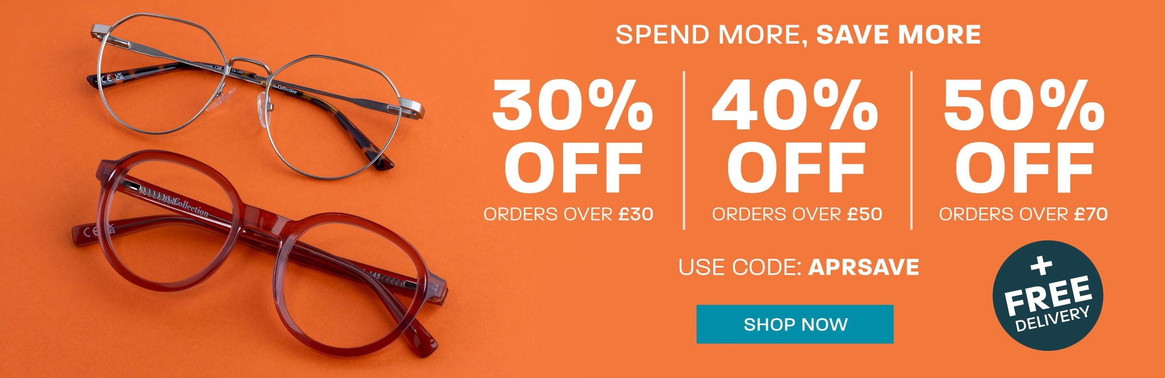 Spend More, Save More: 30% off orders over £30, 40% off orders over £50, 50% off orders over £70 + free delivery - use code APRSAVE