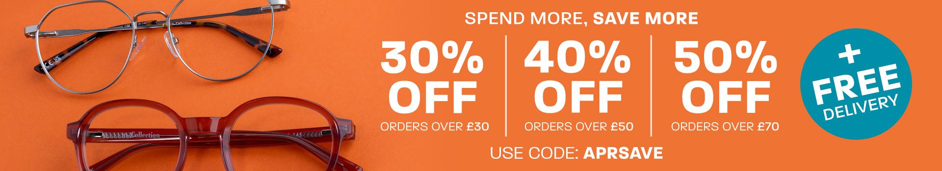 Spend More, Save More: 30% off orders over £30, 40% off orders over £50, 50% off orders over £70 + free delivery - use code APRSAVE