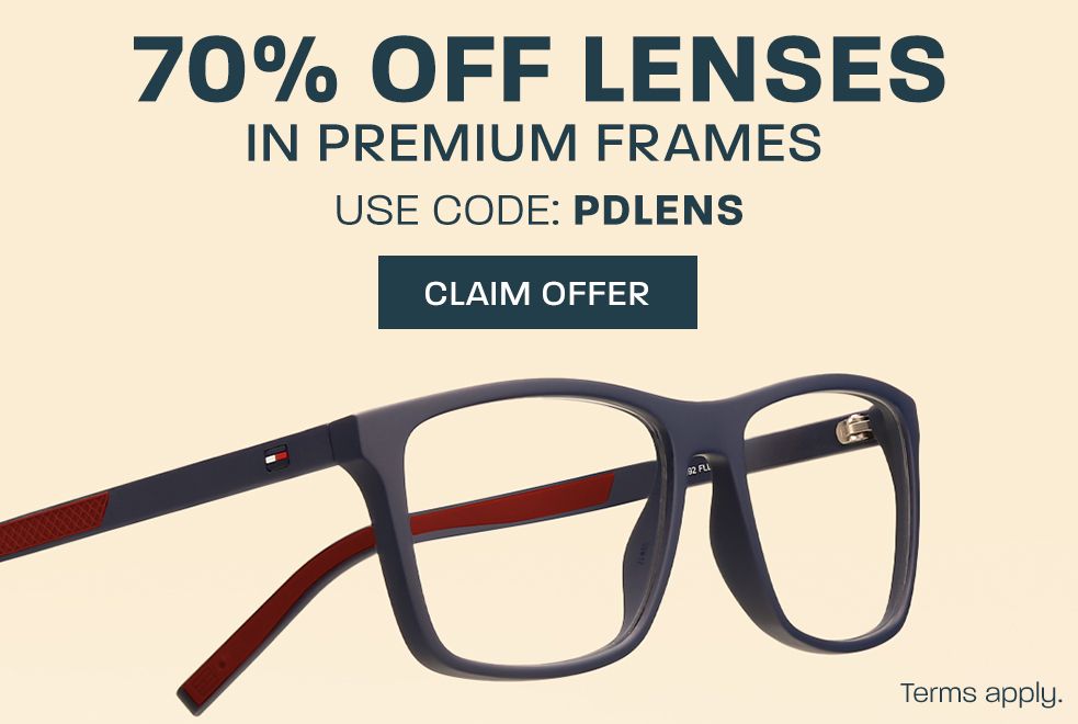 70% off lenses in Premium frames - use code: PDLENS