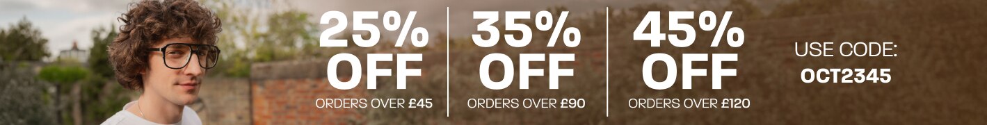 Spend more, save more: 25% off baskets over £45, 35% off baskets over £90, 45% off baskets over £120 - use code: OCT2345