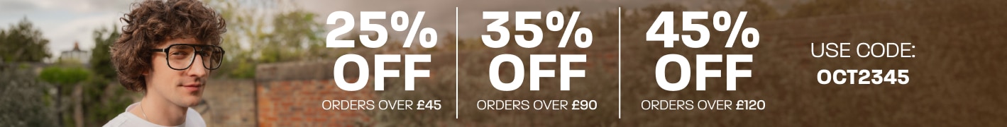 Spend more, save more: 25% off baskets over £45, 35% off baskets over £90, 45% off baskets over £120 - use code: OCT2345