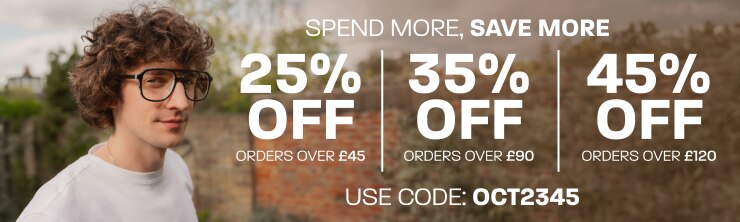 Spend more, save more: 25% off baskets over £45, 35% off baskets over £90, 45% off baskets over £120 - use code: OCT2345