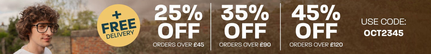 Spend more, save more: 25% off baskets over £45, 35% off baskets over £90, 45% off baskets over £120 + free delivery - use code: OCT2345