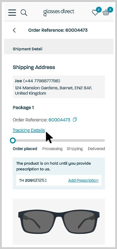 How to track your order Glasses Direct