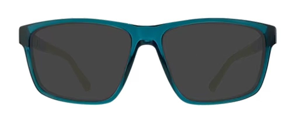 Sporty rectangular sunglasses with translucent crystal-green frames and tinted lenses.