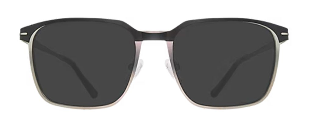 Large black and silver square metal sunglasses with rubber nose pads and metal inserts along the temples.