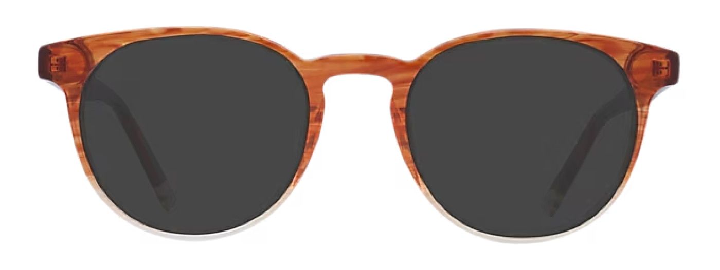 Round Perri Kiely x LR sunglasses in a bright gradient orange colour.