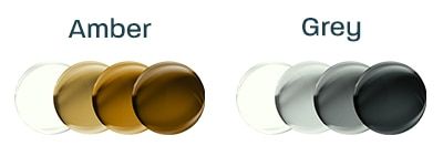 Amber and Grey Transitions tint swatches