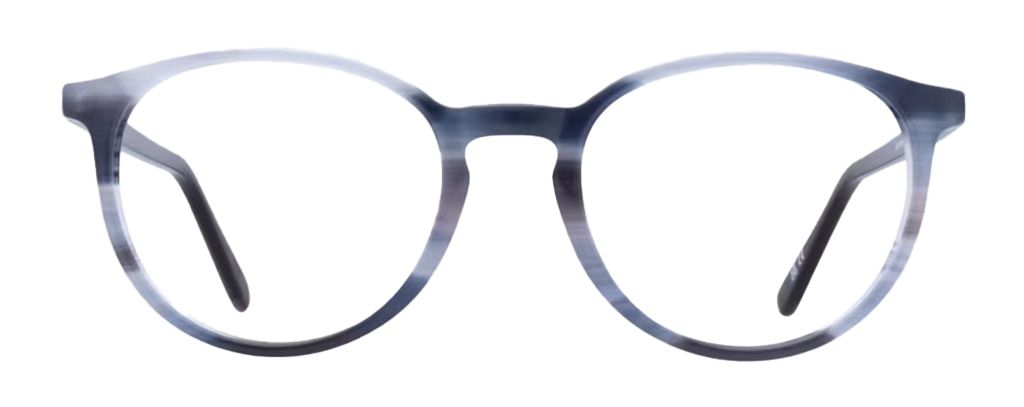 A classic phantos frame made of bio-based acetate. It comes in an eye-catching navy pattern and has a keyhole bridge.