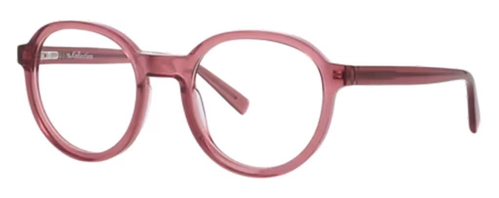 A pair of milky purple acetate phantos glasses, positioned at an angle to one side.