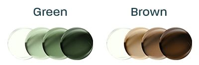 Green and Brown Transitions tint swatches
