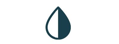 A graphic showing a drop of colour which is white on one side and dark blue on the other.