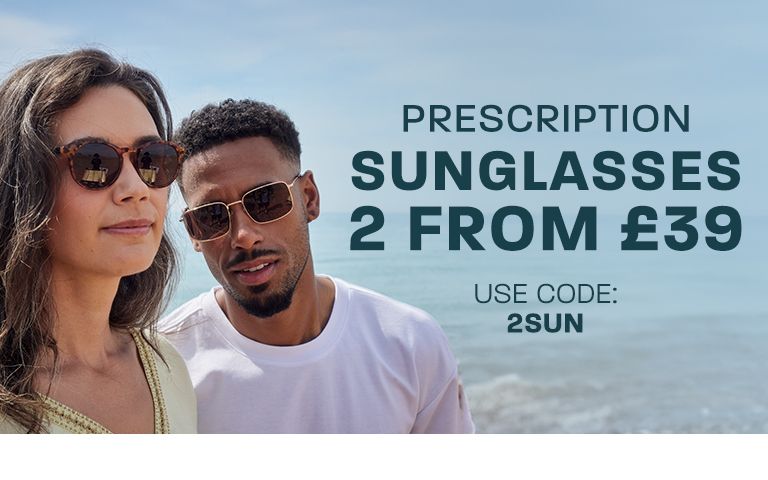 2 prescription sunglasses from £39 - use code: 2SUN