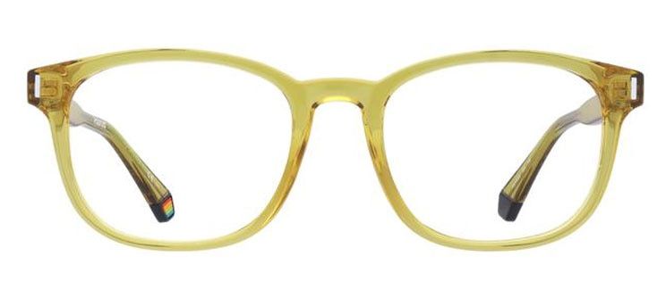 A square yellow acetate frame