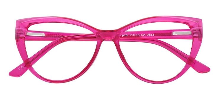 A bright pink cat-eye frame