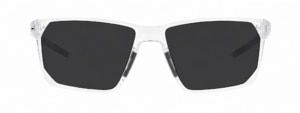 GD Collection Nicolas rectangular sunglasses in transparent clear with black rubber nose pads and temple tips.