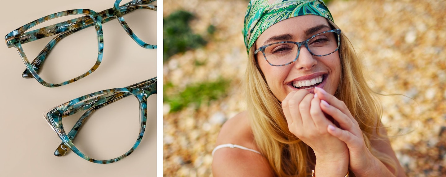Woman wearing Seaglass Sands frames 2