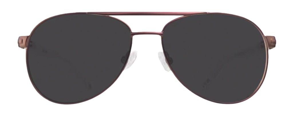Brown metal pilot sunglasses with adjustable rubber nose pads and white acetate temples.