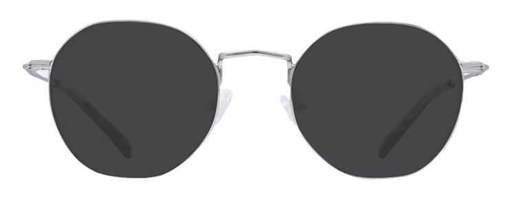 Round, metal, grey tinted London Retro sunglasses.