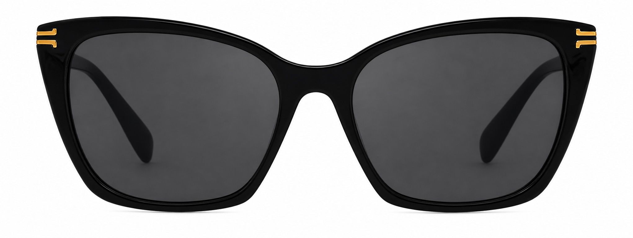 Black Marc Jacobs cat-eye sunglasses with the trademark double J metal accents along the temples.